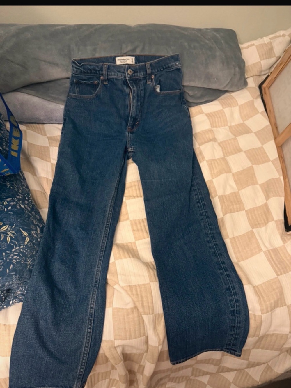 Abercrombie & Fitch Dark Blue Wide-Leg High-Rise Jeans